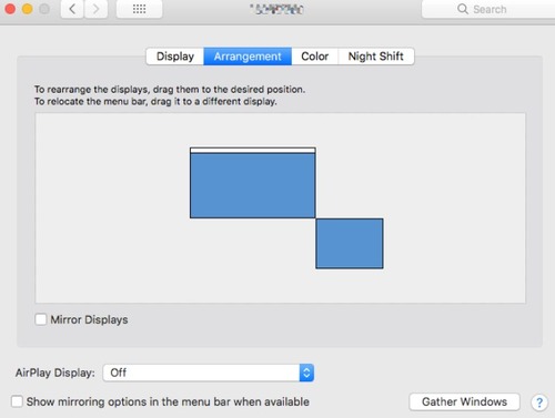 turn off Mirror Displays on Mac