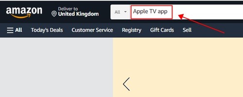 search Apple TV app in Amazon