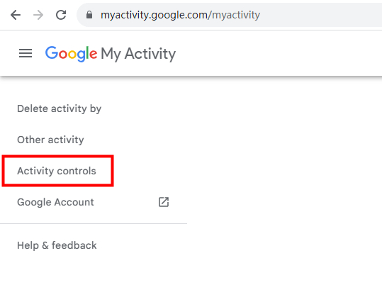 Google Chrome My Activity Settings