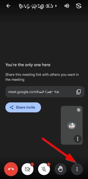three dots on Google Meet mobile