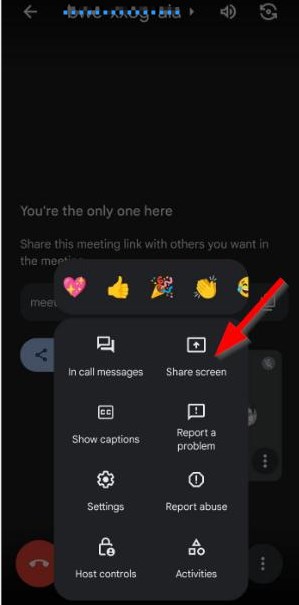 Share Screen on Google Meet mobile