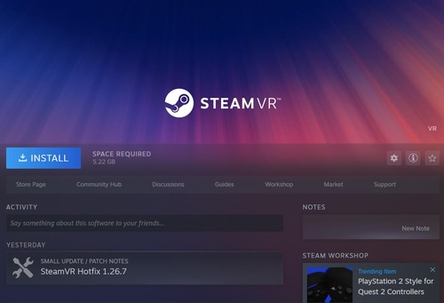 Steam VRを再インストールします