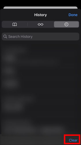 Safari clear browser history on iPhone