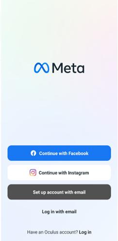 Sign In page in Meta Quest app on mobile