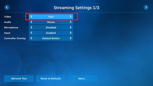 change Video setting to Fast