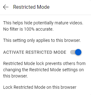 activate restricted mode