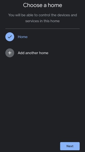 Home type in Google Home app