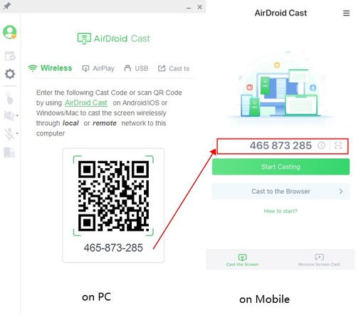 connect mobile and PC via AirDroid Cast