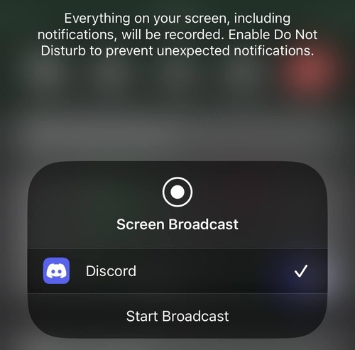 Start Broadcast in Discord on mobile