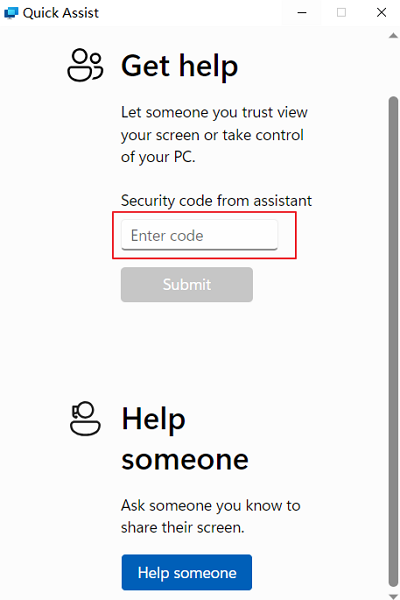 fill in Security code
