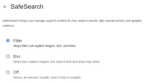 Google SafeSearch