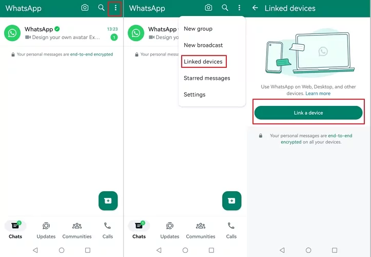 link a device on WhatsApp Android