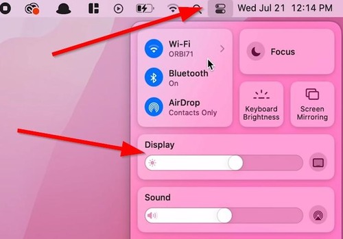 Display from Control Center on Mac