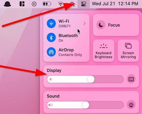 Display from Control Center on Mac