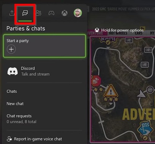 Parties and chat in Xbox guide