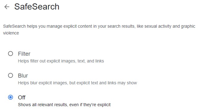 Desactivar SafeSearch de Google