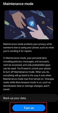 turn on Maintenance Mode