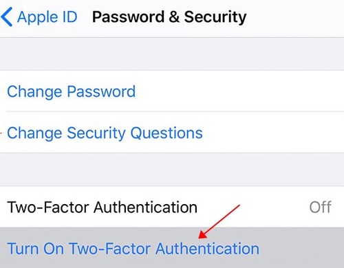 turn on Two Factor Authentication