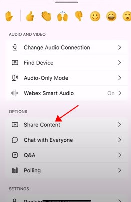 Share Content on Webex mobile
