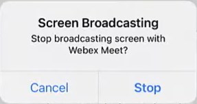 stop broadcasting on Webex mobile