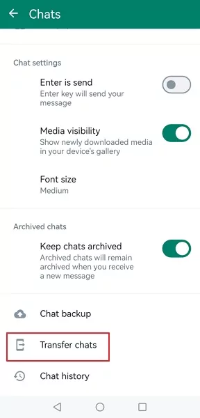 WhatsApp Transfer Chats feature