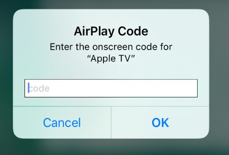 enter AirPlay code on iPad