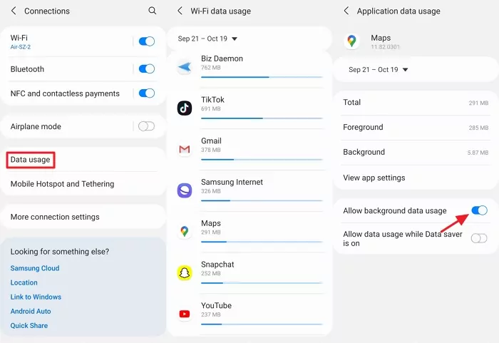 consenti utilizzo dati in background