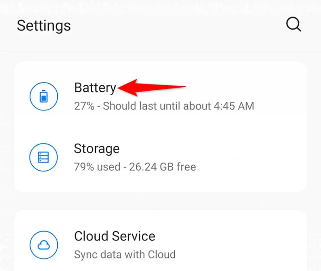android battery settings