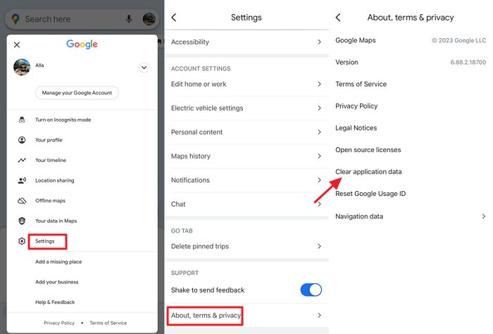 cancella dati applicazione
