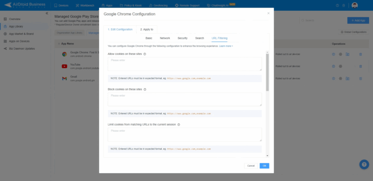 google chrome configuration