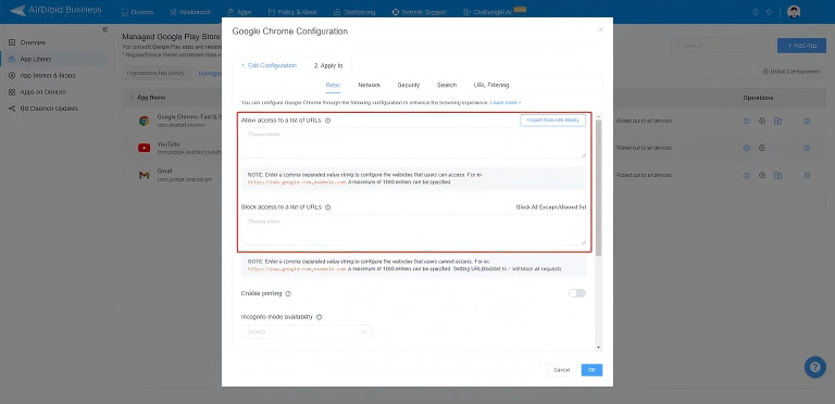 google chrome configuration
