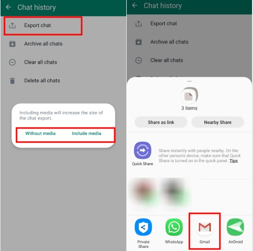 how to forward WhatsApp messages to email