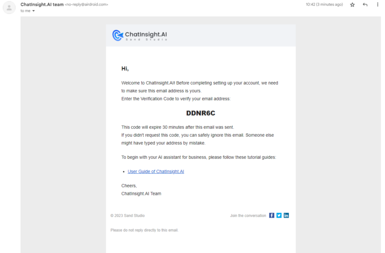 receive an email with a verification code