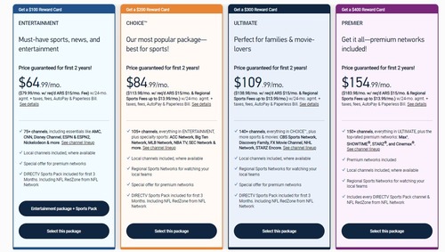 DIRECTV plans and prices
