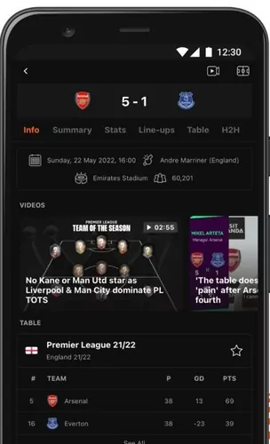 aplicación gratuita de futbol en vivo LiveScore