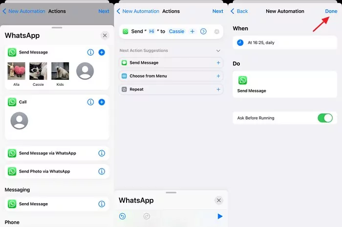 schedule WhatsApp messages on iPhone