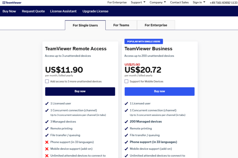 teamviewer pricing