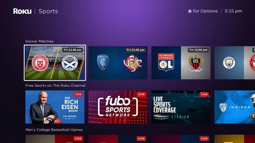 browse Sports Channel on Roku