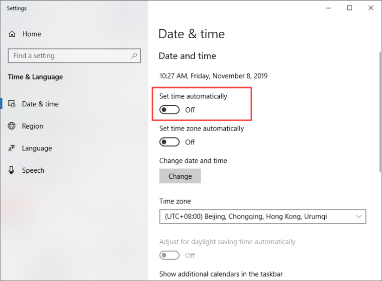 adjust time settings