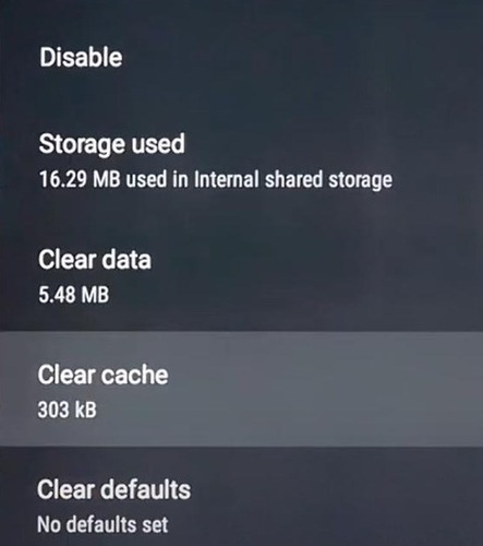 clear app cache on Android TV