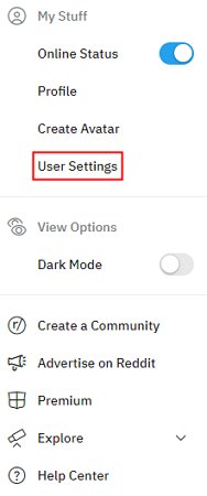 click on user settings
