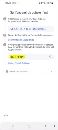 code d'appairage AirDroid