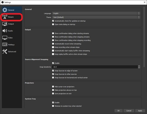 OBS Streaming Settings