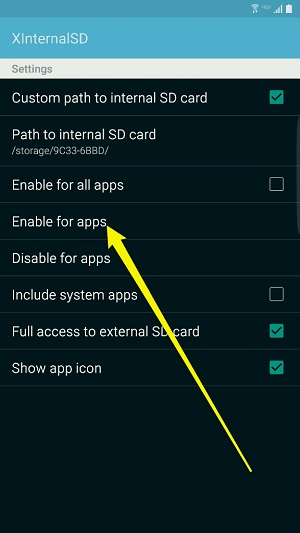 enable for apps