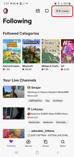 Create on Twitch Android