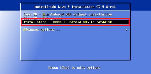 Instalar Android-x86 en el disco duro