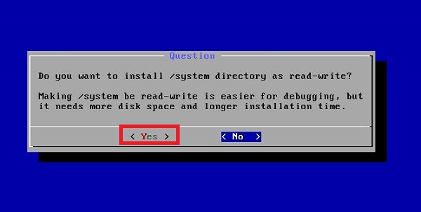 install directory as read-write