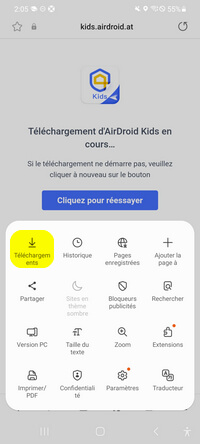 Installer AirDroid Kids après le Téléchargements