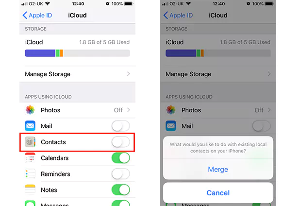 merge contacts icloud