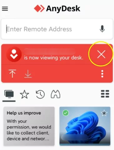 stop anydesk access mobile 2